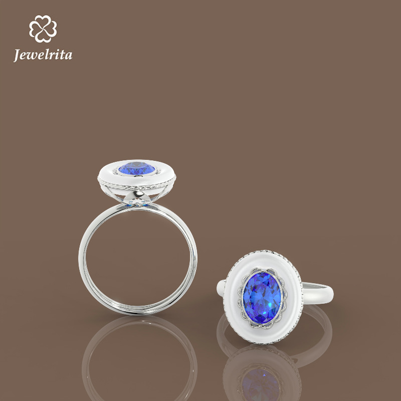 BLUE CUBIC ZICRONIA RING